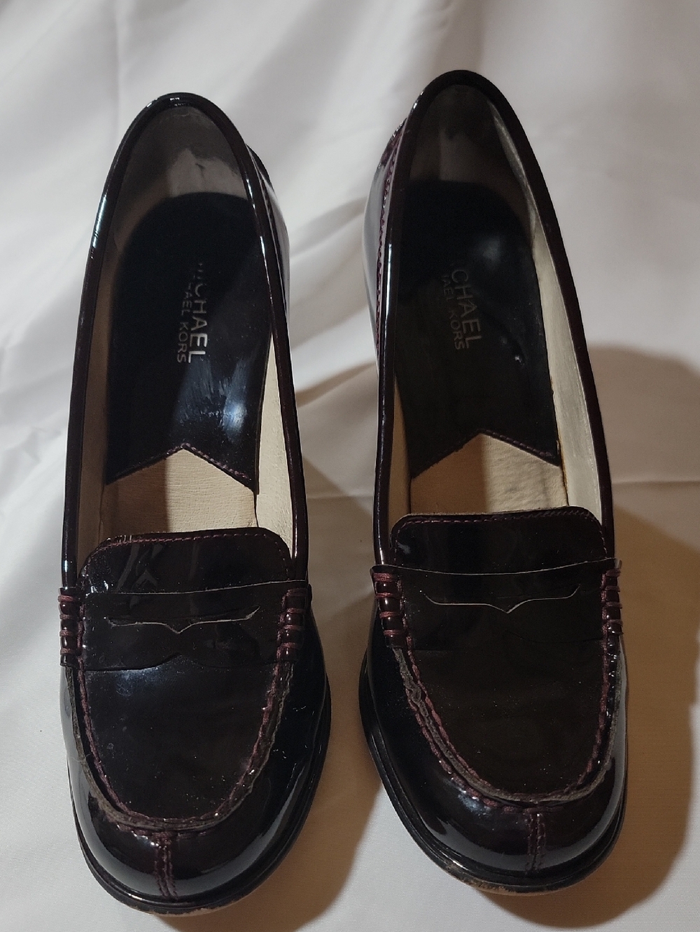 Michael Kors Patent Leather Loafers in Deep Burgundy